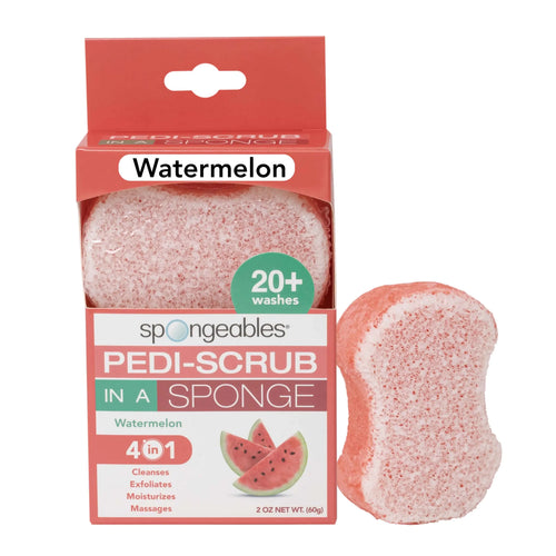 Spongables Pedi Scrub Foot Exfoliating 20+ Wash Sponge Watermelon 1 Count