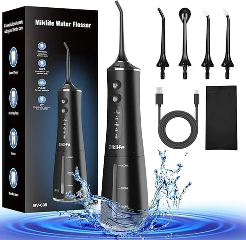 Miklife Water flosser Cordless Dental Flossers USB Rechargable Teeth Flosser Professional Electric Portable Oral Irrigator with 4 Modes