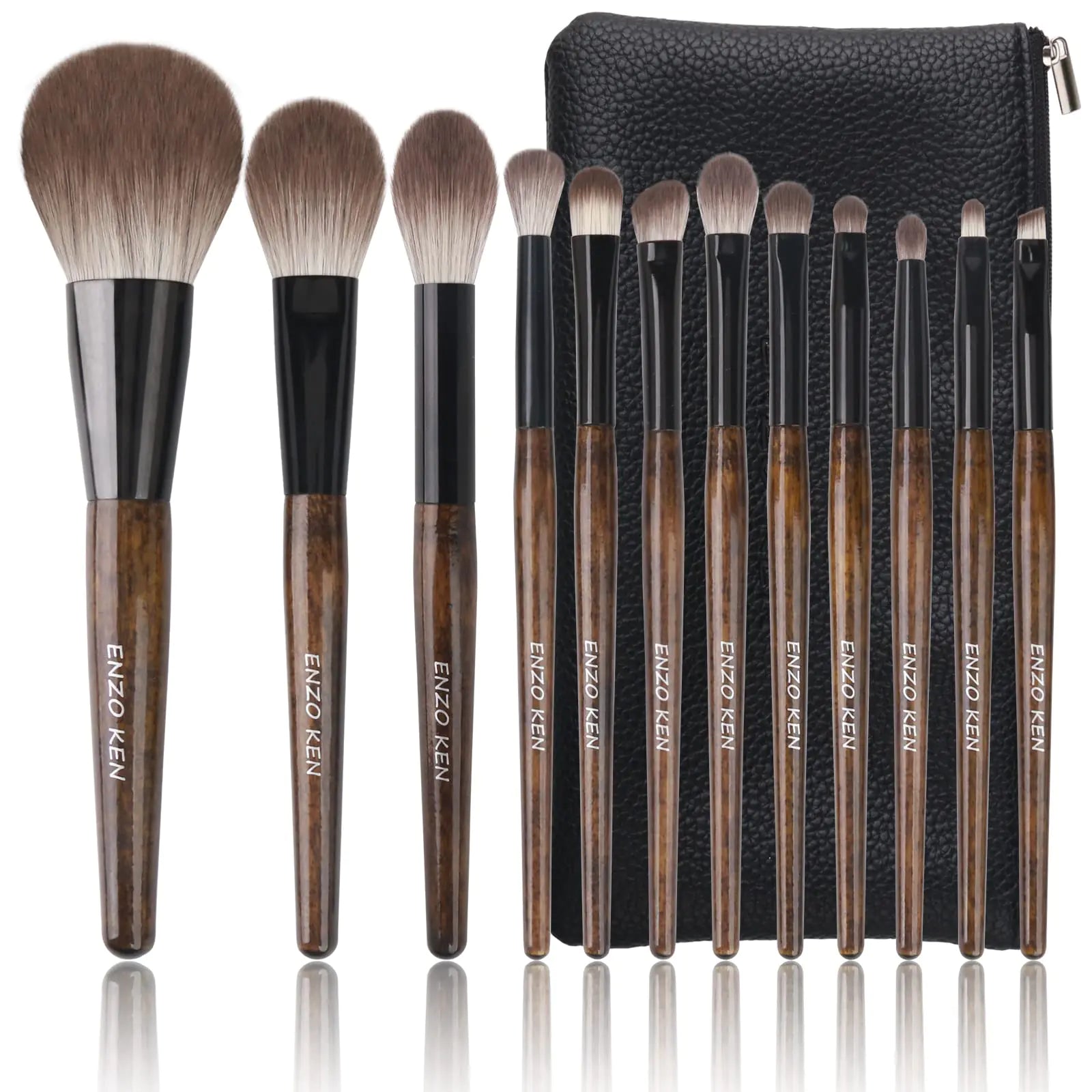 ENZO KEN Natural Hair Makeup Brush Set with Case