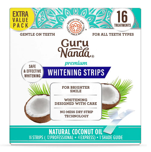 GuruNanda Teeth Whitening Strips - 16-Day Treatment with Non-Slip Dry Strip Technology - Whitening Designed with Care for a Brighter Smile